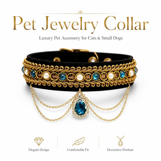 Blue Teardrop Velvet Pet Choker