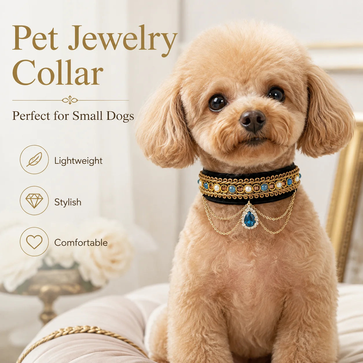 Blue Teardrop Velvet Pet Choker