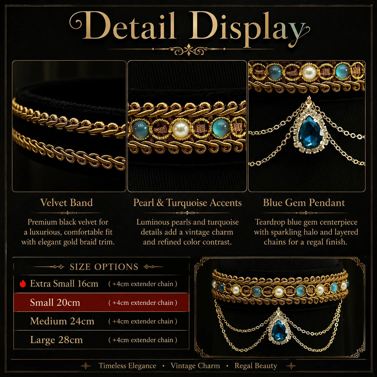 Blue Teardrop Velvet Pet Choker