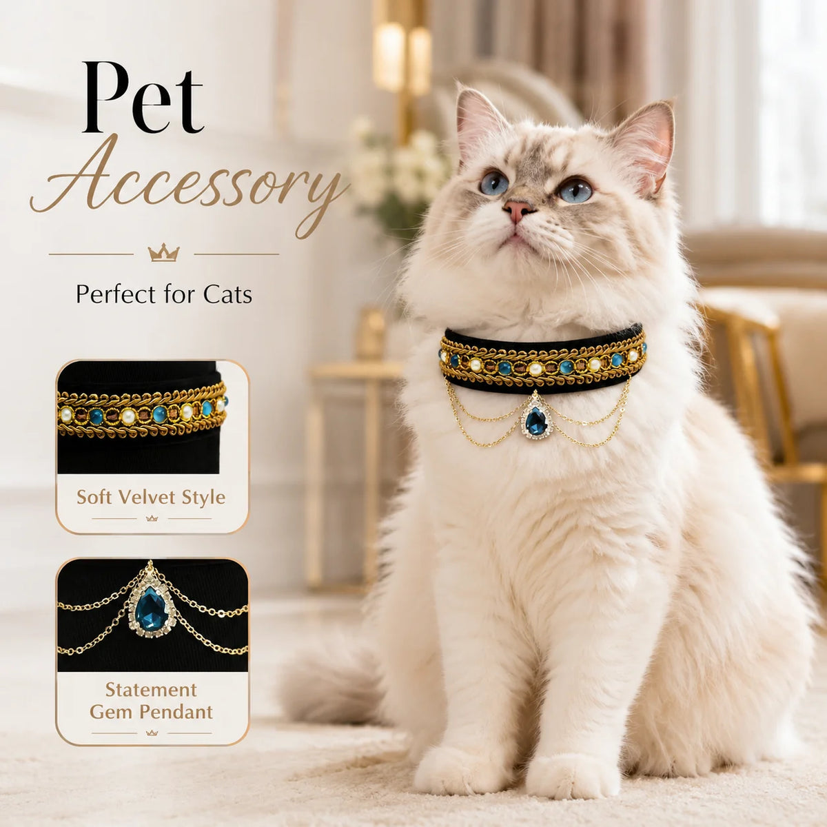 Blue Teardrop Velvet Pet Choker