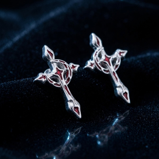 Gothic Cross Earrings, Dangle Cross Earrings, Silver Cross Jewelry, Dark Aesthetic, Occult Jewelry