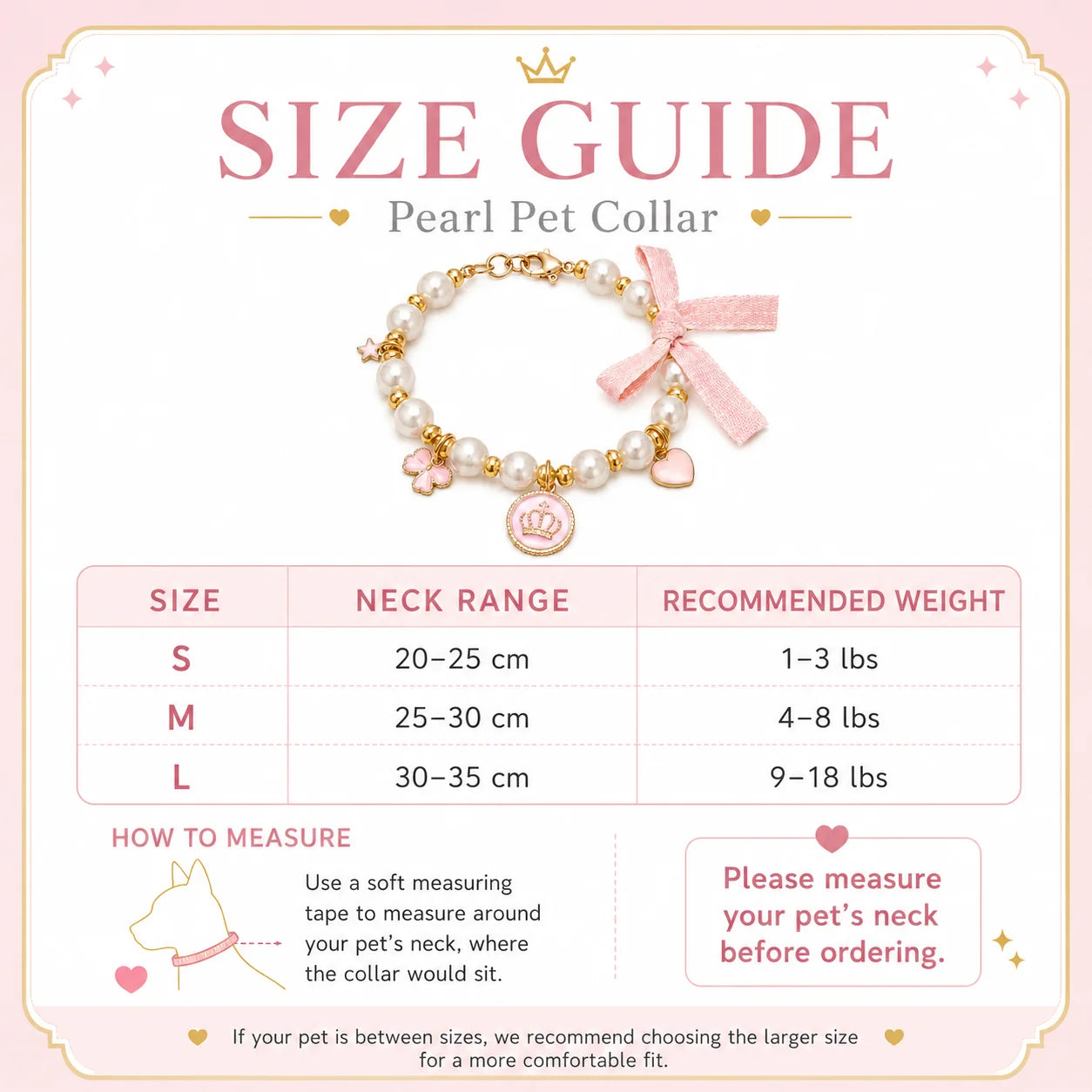 Pink Pearl Bow & Crown Pet Necklace