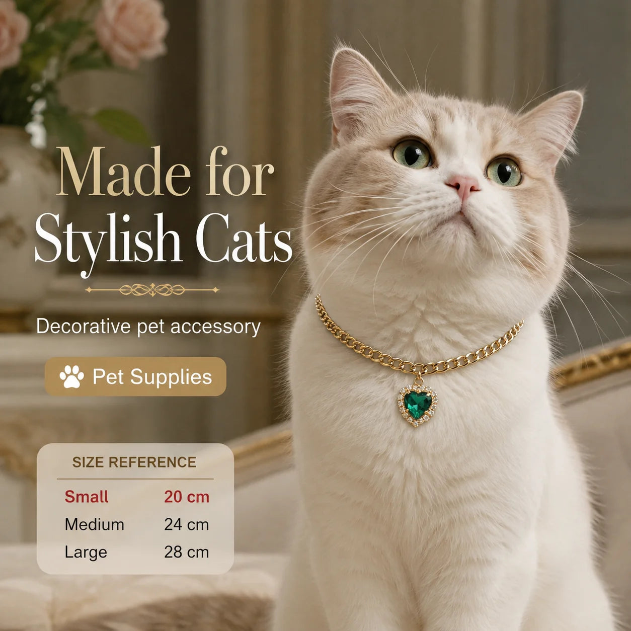 Emerald Heart Cuban Chain Pet Necklace