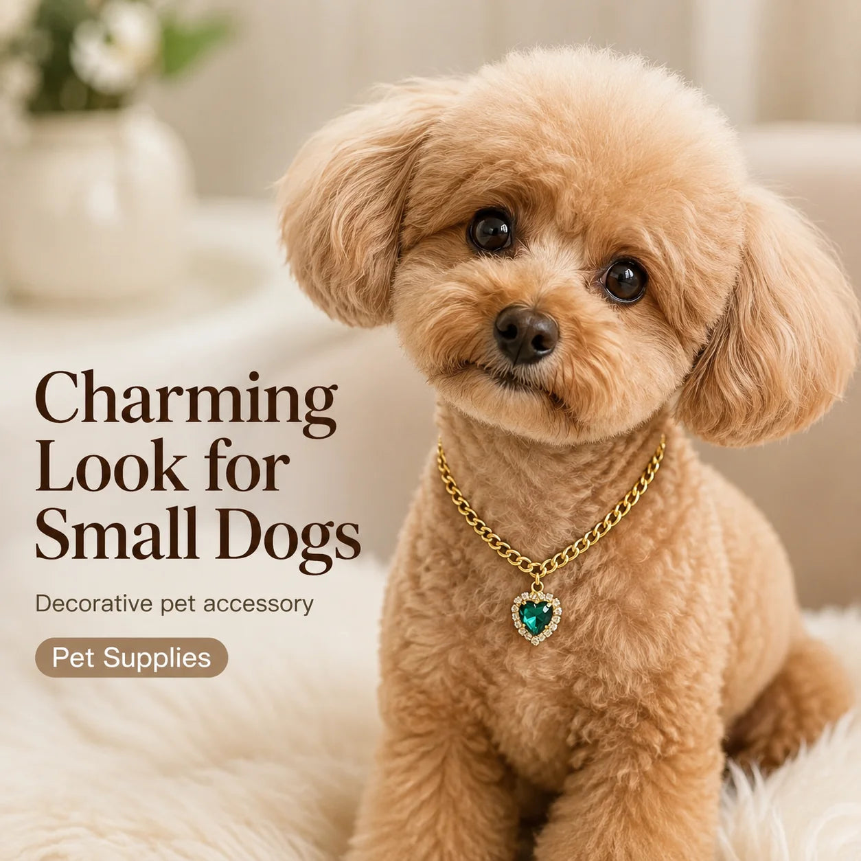 Emerald Heart Cuban Chain Pet Necklace