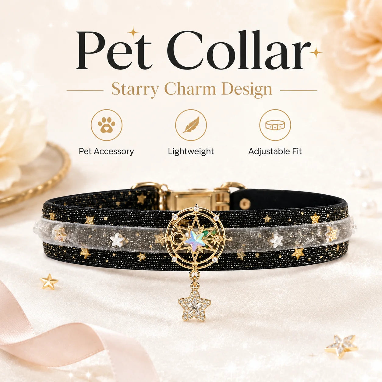 Black Star Velvet Pet Choker