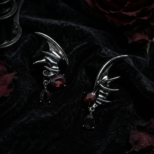 Gothic Bat Wing Earrings – Crimson Gem Dark Romance Jewelry